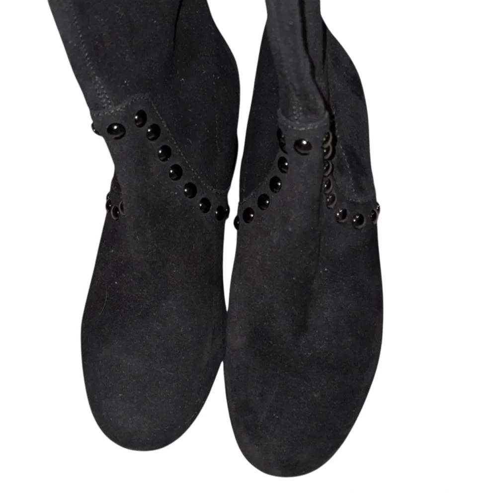 NEW COACH Black Suede Leather Pull-on Studded Boots BRITNEY Size 5.5